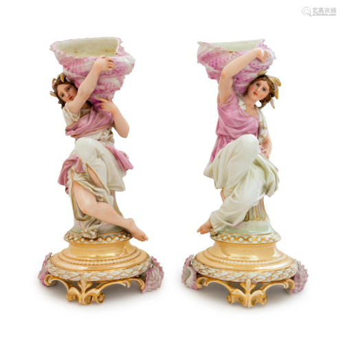 A Pair of Brevete Porcelain Figural Vases