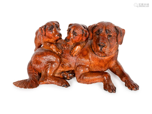 A Swiss Carved Wood Figural Group