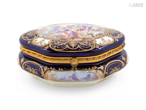 A Sevres Style Painted and Parcel Gilt Porcelain Table