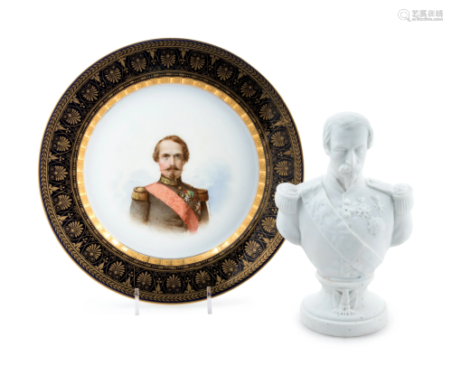 A Sevres Porcelain Cabinet Plate and a Bisque P…