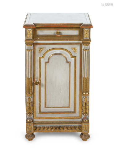 A French Painted and Parcel Gilt Marble-Top Side