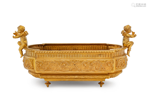 A Neoclassical Gilt Bronze Figural Jardiniere