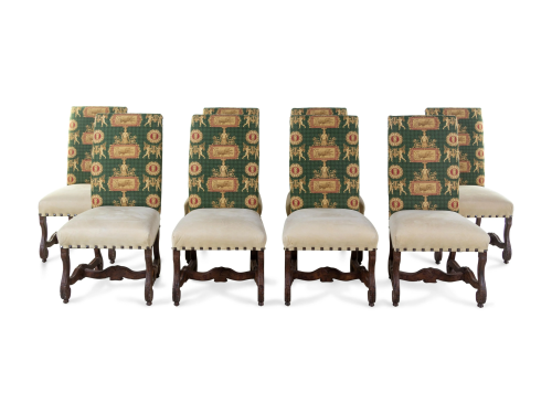 A Set of Eight Louis XIII Style Upholstered Dining