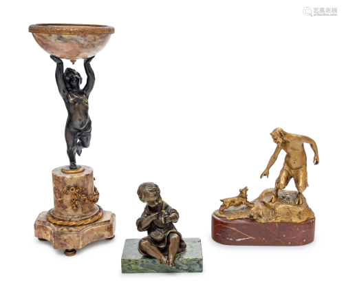 Three Louis XV Style Bronze and Marble Figural Table