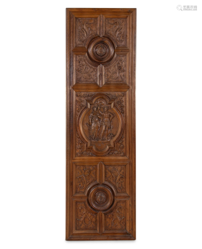 A French Renaissance Revival Carved Walnut Panel