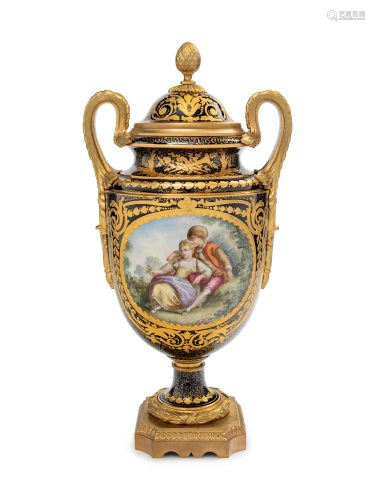 A Sevres Style Gilt Bronze Mounted Painted and …