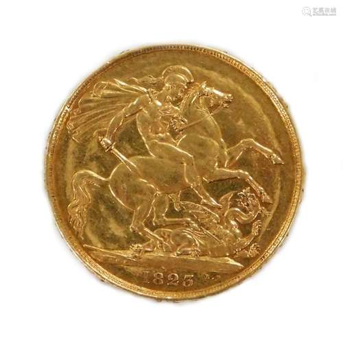 A George IV gold double sovereign, or two pound, 1823.