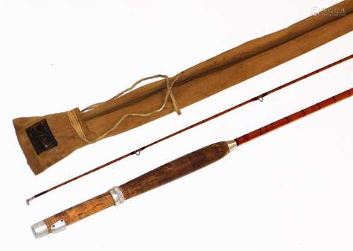 A Vintage Marvel two piece split cane fly rod, by Walker of Newcastle, with snake eyes and red