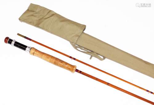 A Hanford two piece split can fly rod, by Marcus Warwick, of Uppingham Rutland, with snake eyes