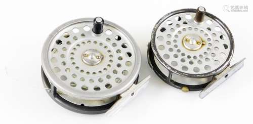 A Hardy Bros Ltd Marquis fly reel, no.8/9, 6.5cm diameter, and a Hardy Bros Ltd LRH Lightweight