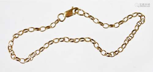 A 9ct gold curb link child's bracelet, 17cm long overall, 1.7g.