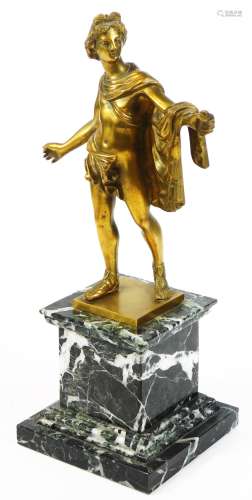 A 19thC Grand Tour type gilt bronze figure, of a classical gentleman in standing pose, in flowing