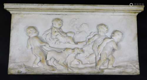 A 18thC Grand Tour heavily carved neo-classical marble frieze, of rectangular form with fixed carved