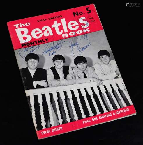 The Beatles Book Xmas Edition No. 5 December 1963, bearing four signatures, probably/possibly by