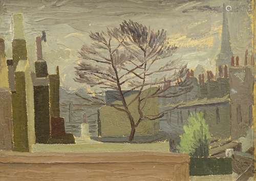 •W.S. Taylor (1920-2010). Chelsea Church, London 1939, oil on board, signed and titled verso, 24cm x