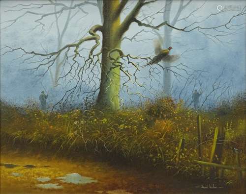 •David Waller (b.1945). Beaters driving, Poacher, oil on canvas, signed, 39.5cm x 49.5cm.