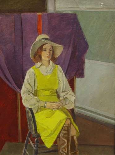 •Alf Ludlam (1941-2018). Mary McLennan in yellow dress, oil on canvas, signed, dated 1976, titled