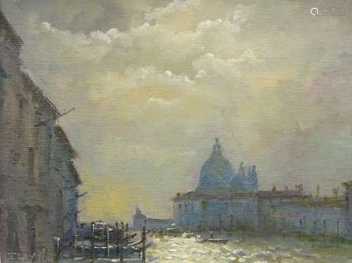 •Ian Leighton (b.1953). Morning view - the Salute Venice, oil on board, signed and titled verso,