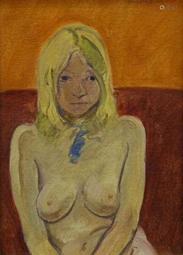 •Alf Ludlam (1941-2018). Julie Ogle, oil on board, sgned, dated 1975, titled verso, 25cm x 16.5cm.