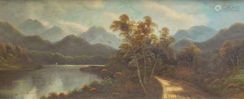 William Collins (1788-1847). River landscape, oil on board, signed, 43.5cm x 90cm.
