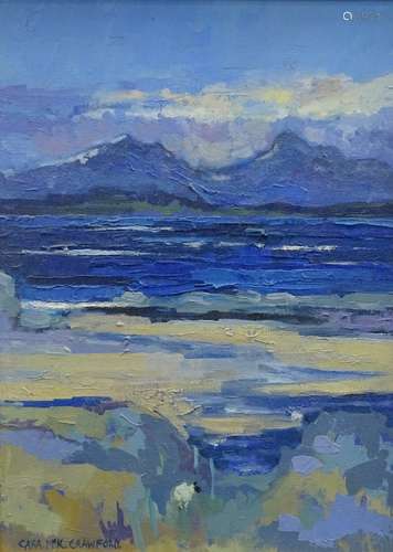 •Cara McKinnon Crawford (b.1966). Mull from Ardnumurchan, oil on canvas, signed, 38cm x 27.5cm.