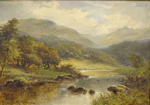 Charles M MacArthur (act.1860-1914). Highland river scenes, oil on canvas, signed, 49cm x 74.5cm.