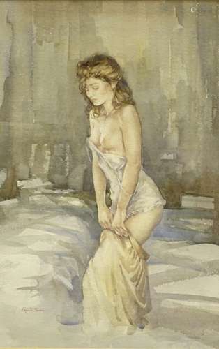 •Francis A. Boxall (20thC). Verity standing, watercolour, signed and titled verso, 51cm x 33cm.