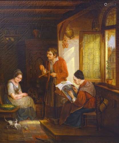 M. Fischer Von Horn (19thC/20thC). The lace makers, oil on canvas, signed, 60cm x 52cm.