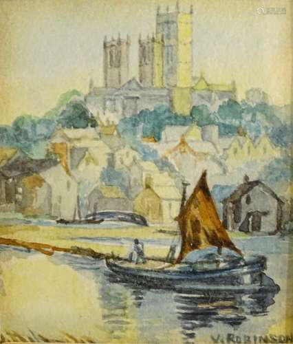 •Vera Robinson (19thC/20thC). The Brayford Pool, Lincoln, watercolour, signed and titled verso, 6.