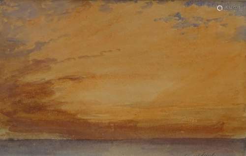 •Edward Duncan (1803-1882). Sunset effect, watercolour, studio stamp and titled, 15.5cm x 25cm.