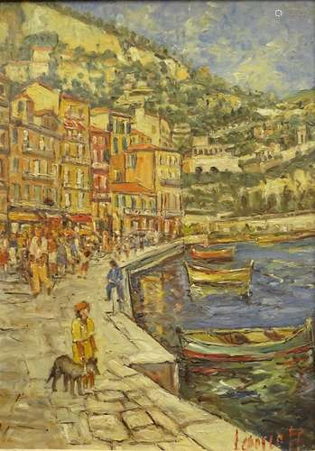 •Georges Laporte (1926-2000). Port de Villefranche quai courbet, oil on board, signed and titled