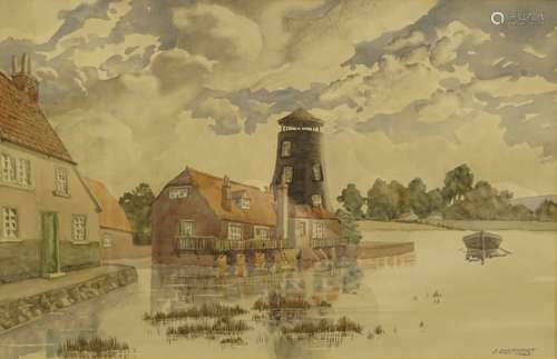 •John Harold Bruce Lockhart (1889-1956). River Mill, watercolour, signed and dated 1948, 32cm x