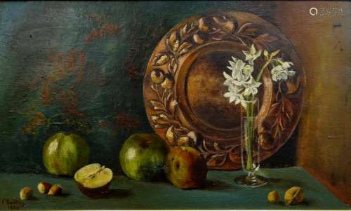 F. Buckley (19thC/20thC). Fruit still life, oil on canvas, signed and dated 1908, 29.5cm x 49.5cm.