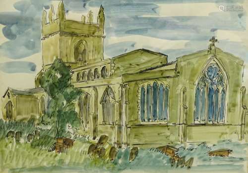 •Noel Rowston Brannan (1921-2001). Churchyard, watercolour, 26.5cm x 36.5cm.