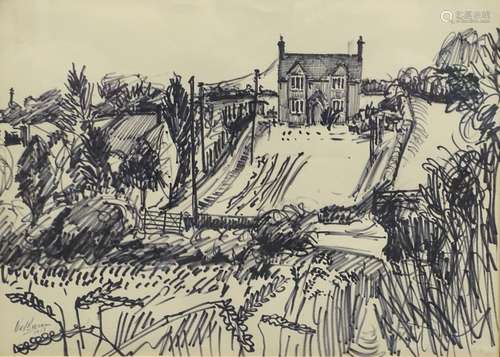 •Noel Rowston Brannan (1921-2001). Farmhouse, felt pen, signed and dated 1959, 26.5cm x 37cm.