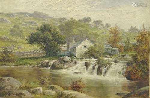 William Henry Mander (1850-1922). River landscape with stone cottage, oil on canvas, signed, 30cm