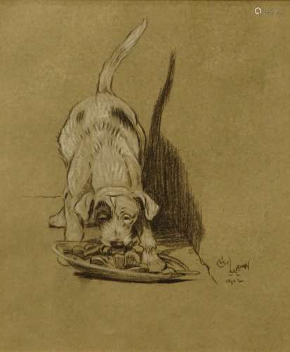 Cecil Aldin (1870-1935). Scraps, black chalk heightened with white, signed and dated 1902, 31cm x
