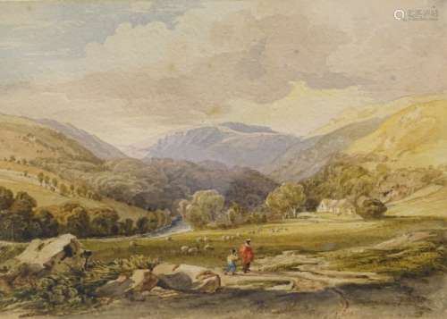 Anthony Vandyke Copey Fielding. Above Rhayader, watercolour, titled on mount, 15cm x 21.5cm.