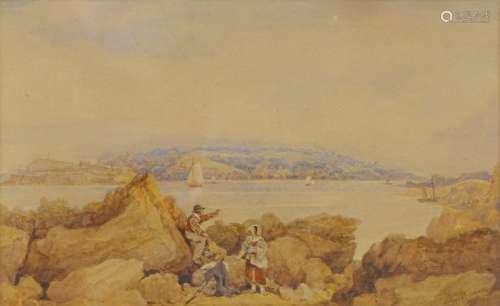 George Holmes (act.1789-1843). Drakes Island, Plymouth, watercolour, signed, 22cm x 35cm.
