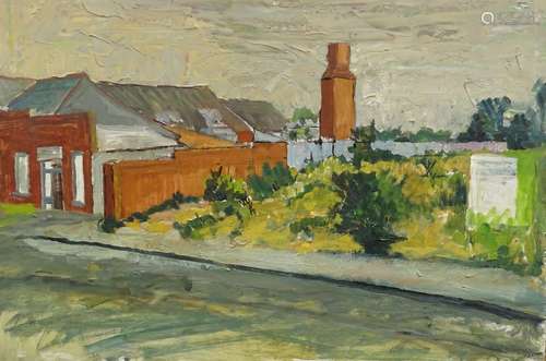 •Noel Rowston Brannan (1921-2001). Industrial landscape, oil on board, 40cm x 60cm.