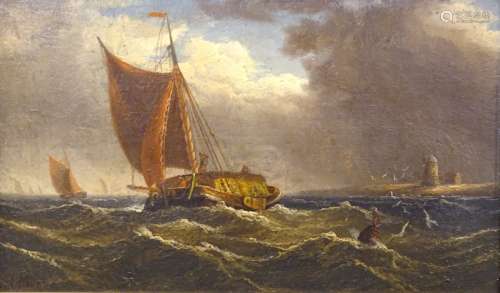 H. Moore (19thC). Sailing boats, oil on canvas - pair, signed, 17cm x 29cm.