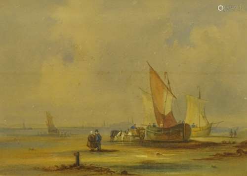 •19thC British School. Coastal scene with sailing, watercolour, 22.5cm x 30.5cm.