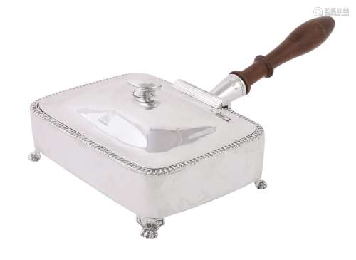 A George IV Irish silver rounded rectangular toasted cheese dish by Stephen Bergin