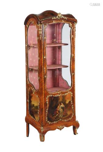 A French rosewood and Vernis Martin vitrine