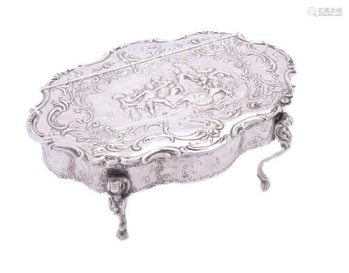 A German silver shaped oval trinket box by Simon Rosenau