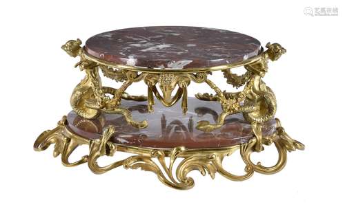 A Napoleon III Rouge Royal and gilt bronze mounted centrepiece stand