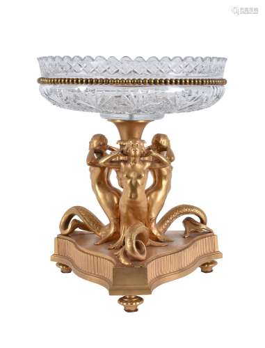 A French gilt bronze and cut glass centrepiece bowl