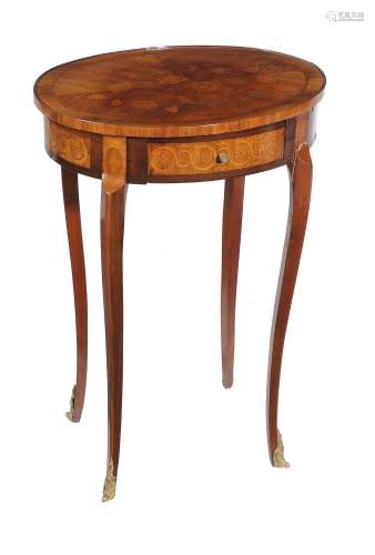 A French kingwood and floral marquetry inlaid occasional table