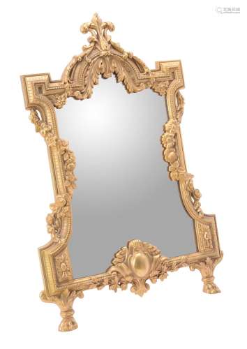 A Napoleon III gilt brass framed dressing table mirror