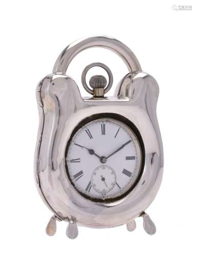 An Edwardian silver novelty desk timepiece by Grey & Co.